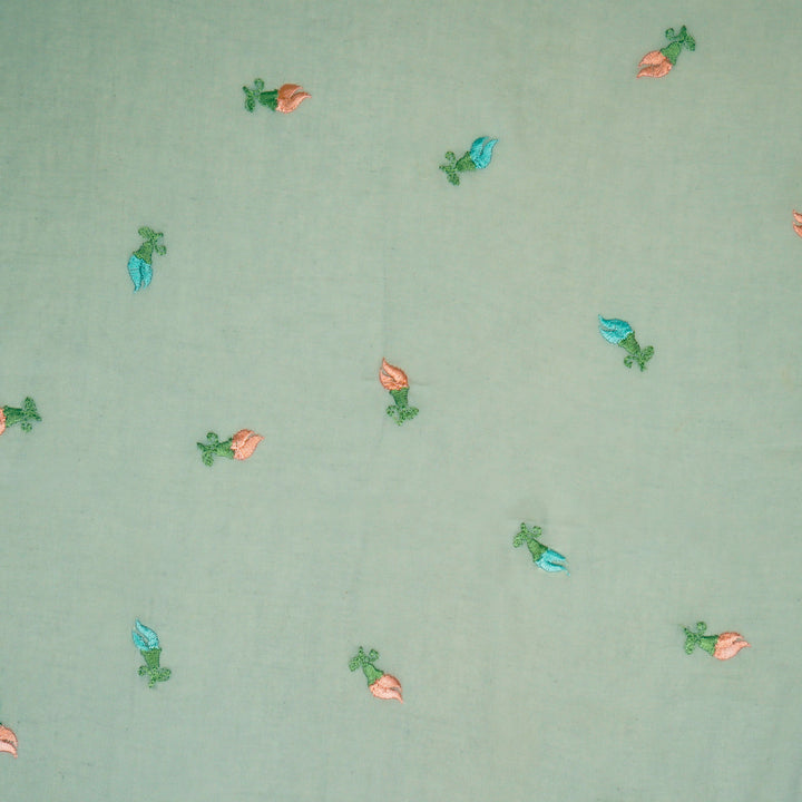 Aria Small Buti on Grey Malmal Embroidered Fabric