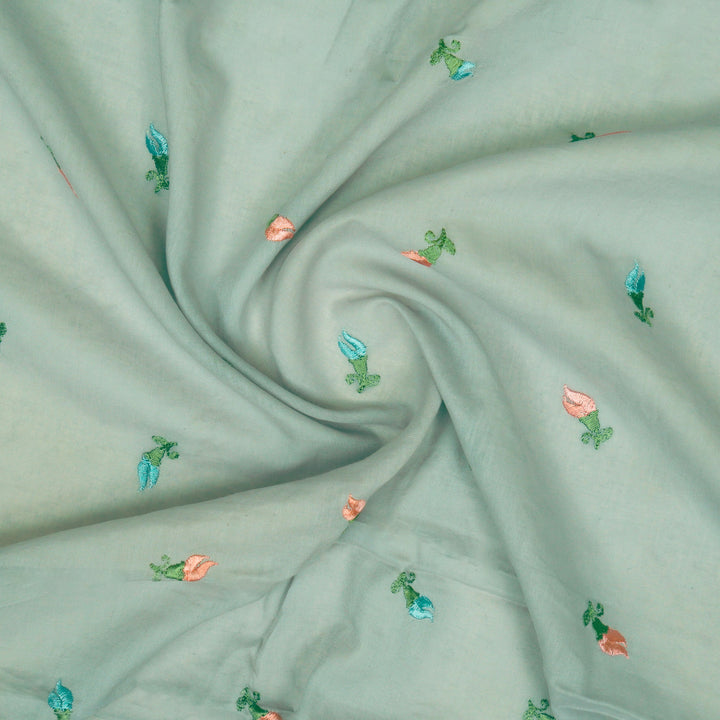 Aria Small Buti on Grey Malmal Embroidered Fabric