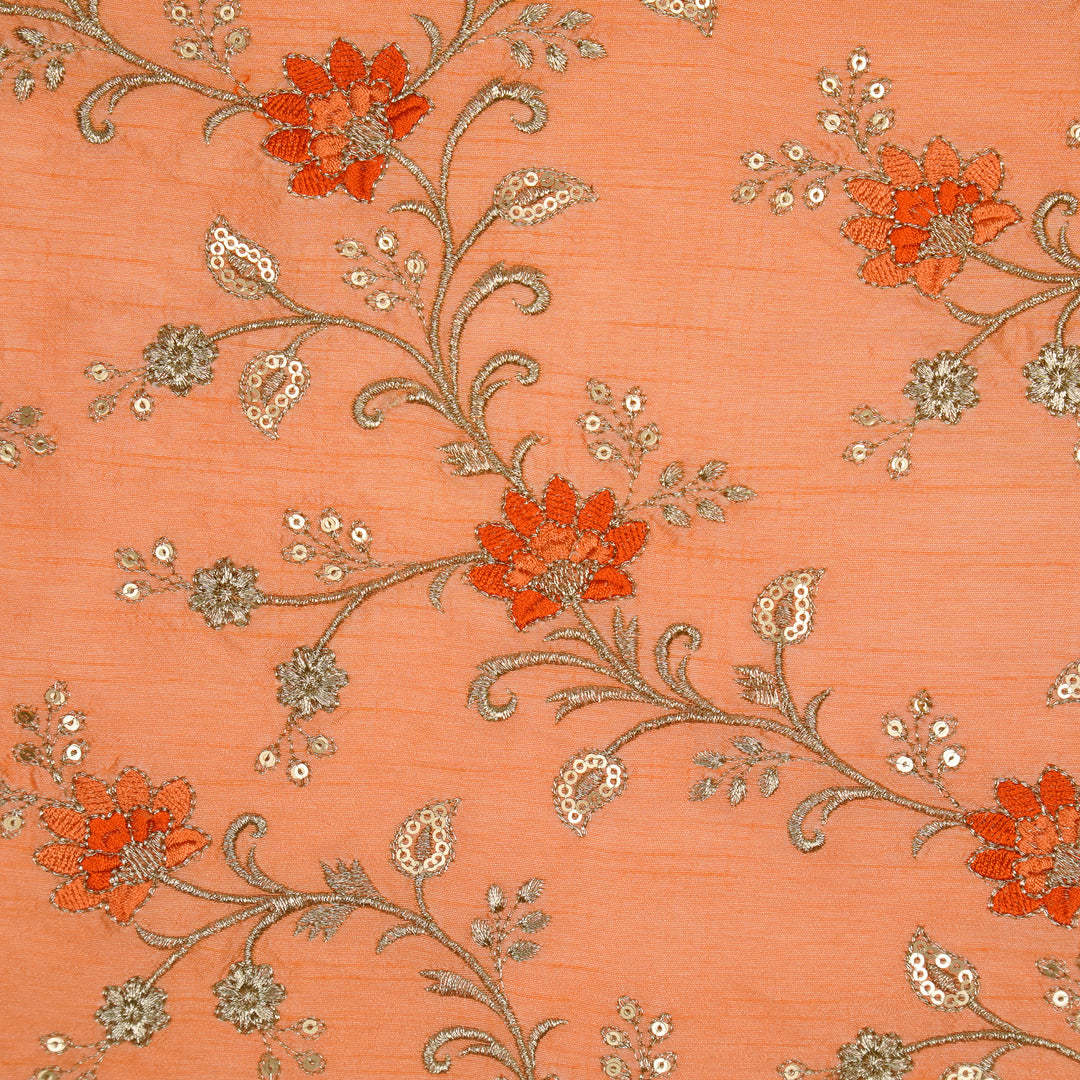 Jiana Jaal on Light Orange Semi Raw Silk