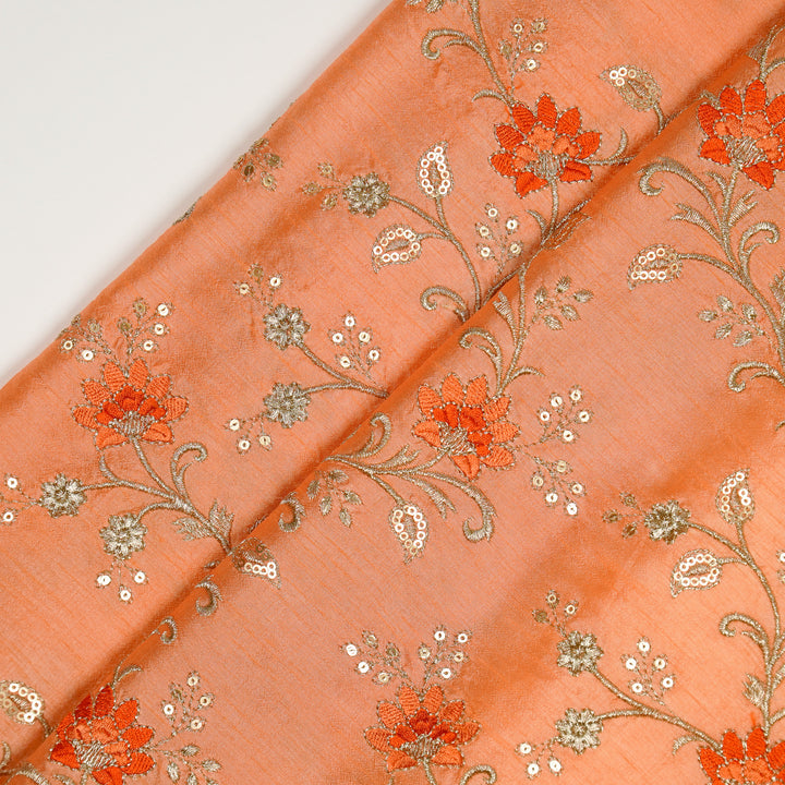 Jiana Jaal on Light Orange Semi Raw Silk