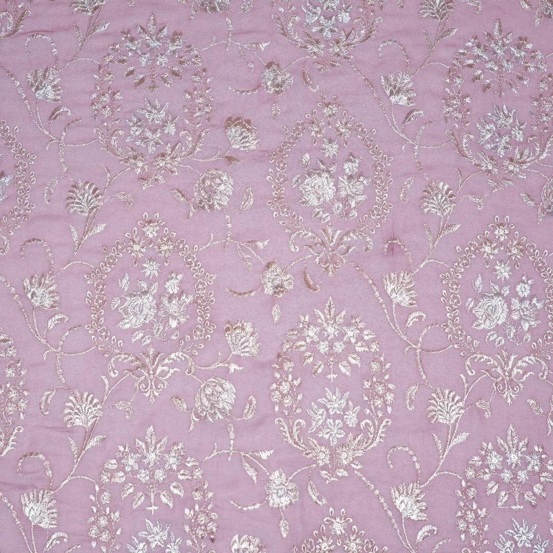 Oishi Jaal on Onion Georgette Embroidered Fabric