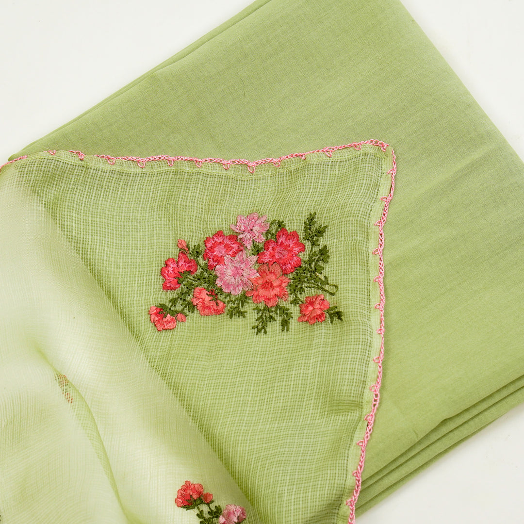 Ruma Embroidered Saree on Pista Silk Kota