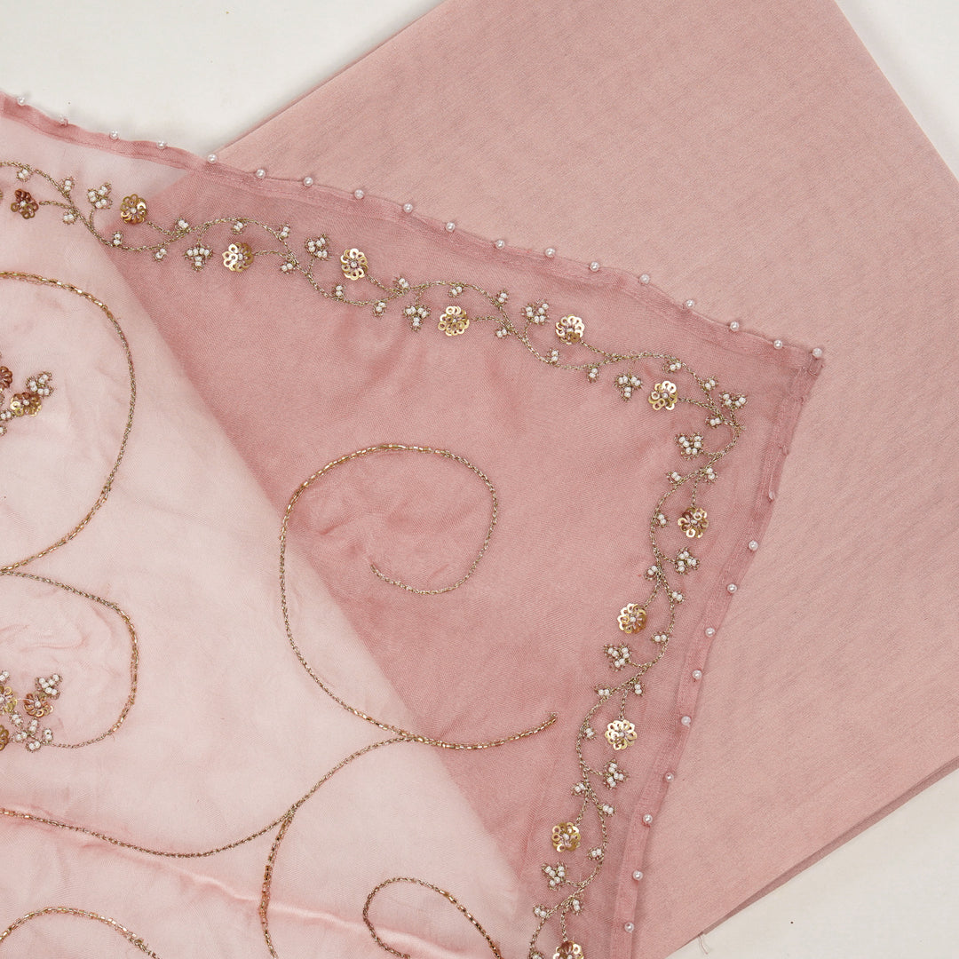 Vanya Embroidered Saree on Blush Pure Silk Organza