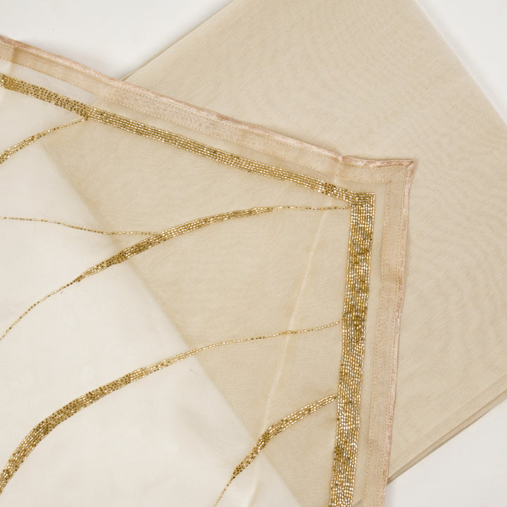 Sayonee Embroidered Saree on Cream Pure Silk Organza