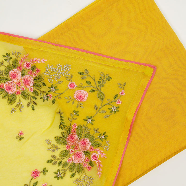 Suvarna Embroidered Saree on Gold Pure Silk Georgette