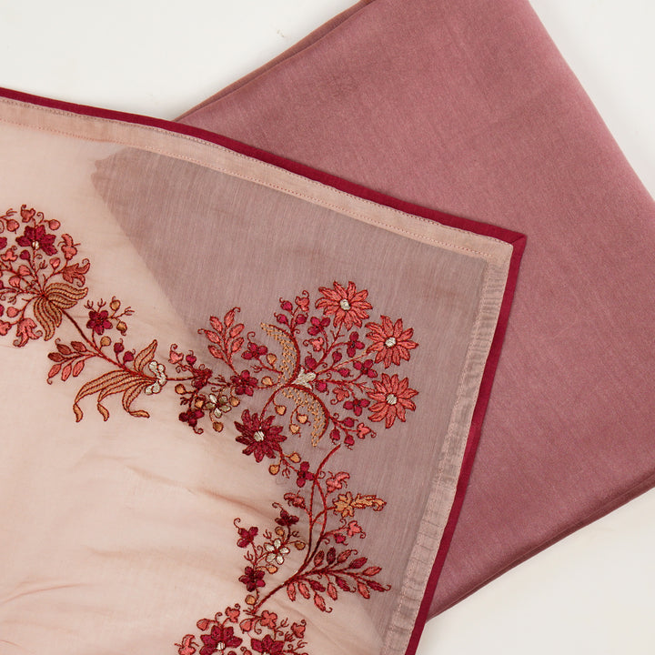 Rasmiya Embroidered Saree on Blush Cotton Silk