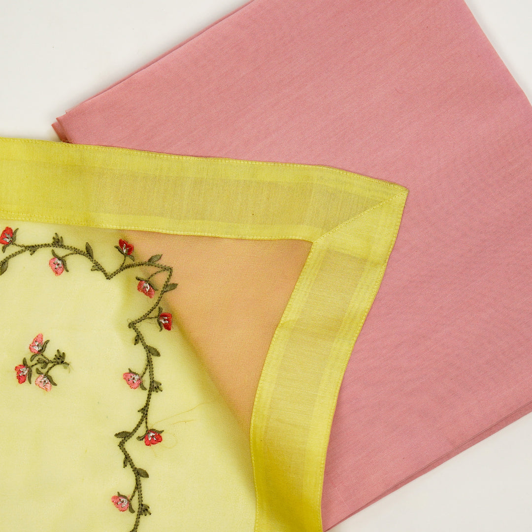Zayfa Embroidered Saree on Lemon Pure Silk Georgette