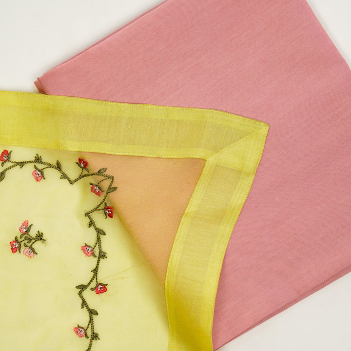 Zayfa Embroidered Saree on Lemon Pure Silk Georgette