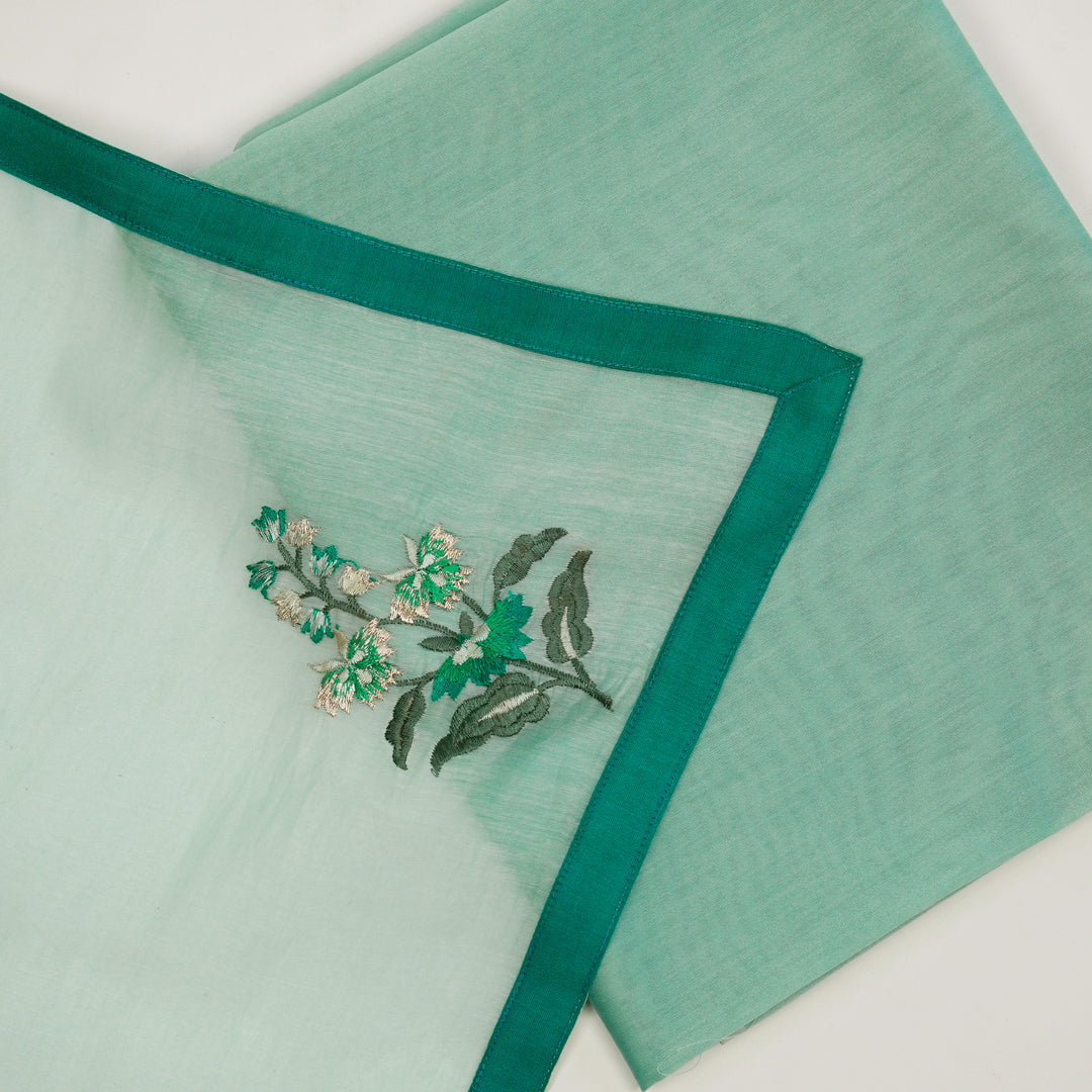 Shayra Embroidered Saree on Light Mint Cotton Silk