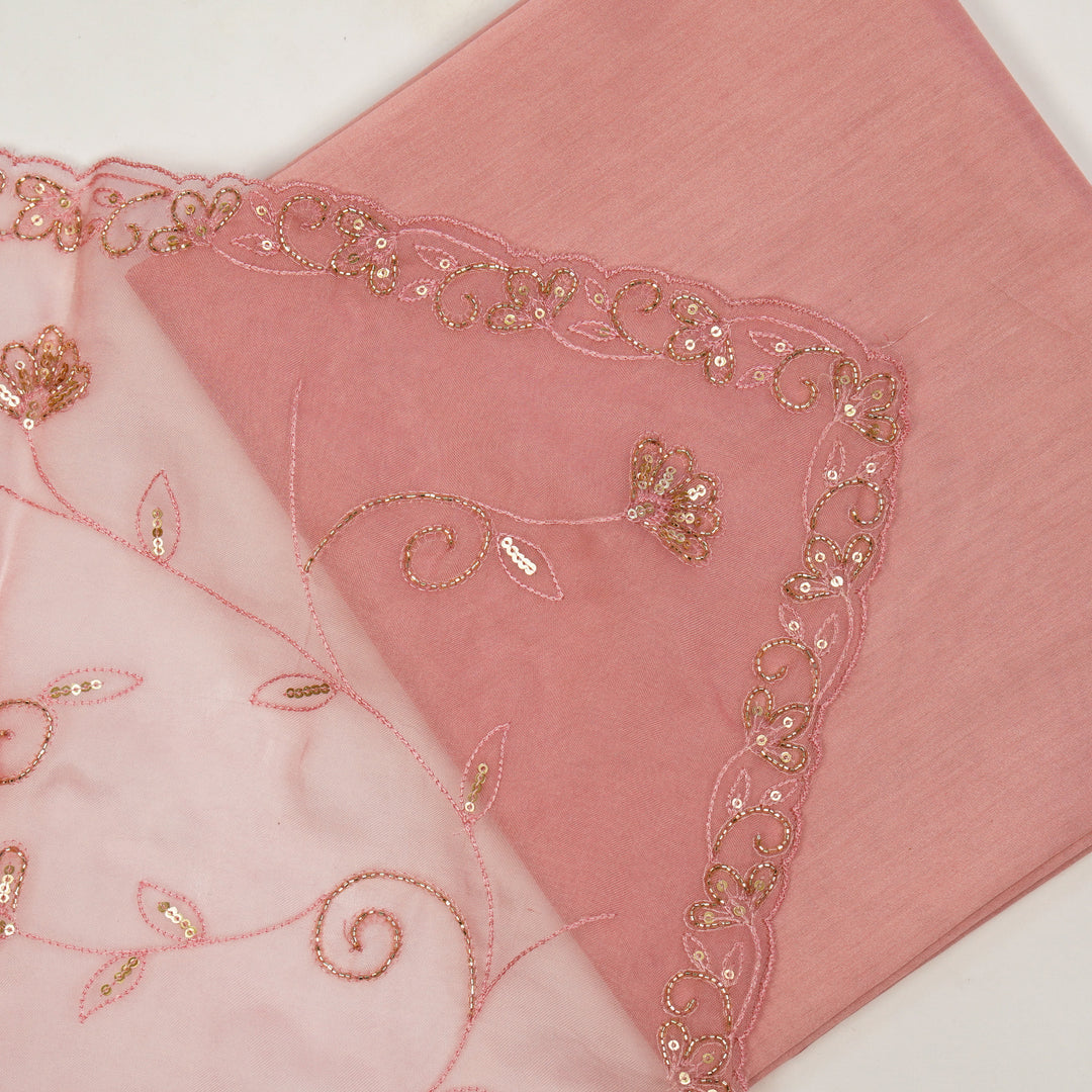 Uryani Embroidered Saree on Pink Pure Silk Organza