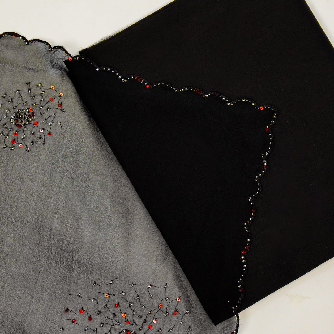 Naktya Embroidered Saree on Black Pure Silk Georgette