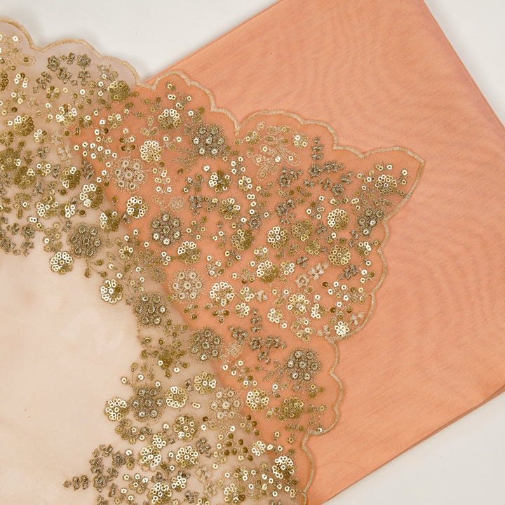 Tabeera Embroidered Saree on Peach Pure Silk Organza