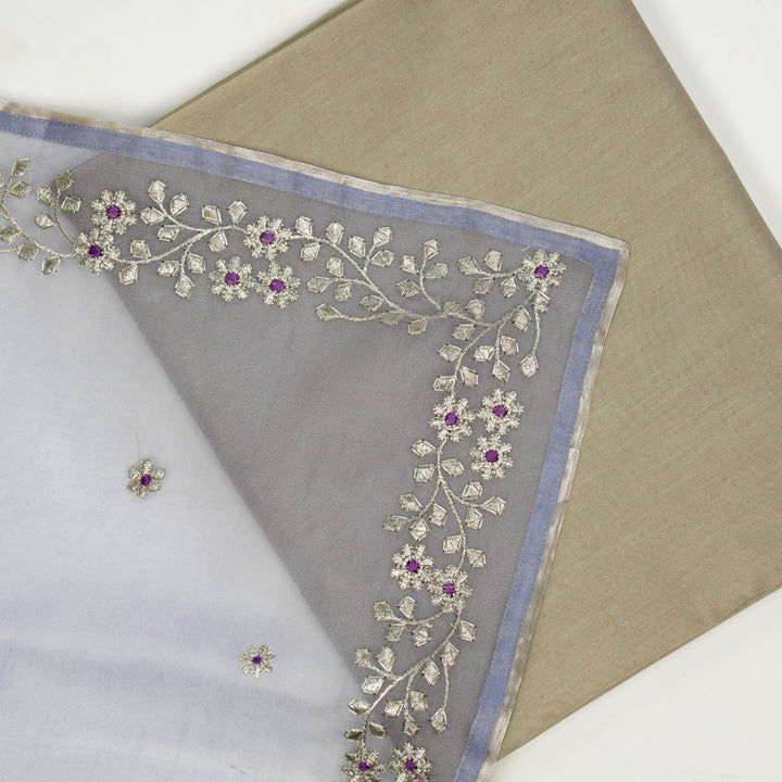 Vashti Embroidered Saree on Sky Blue Pure Silk Organza