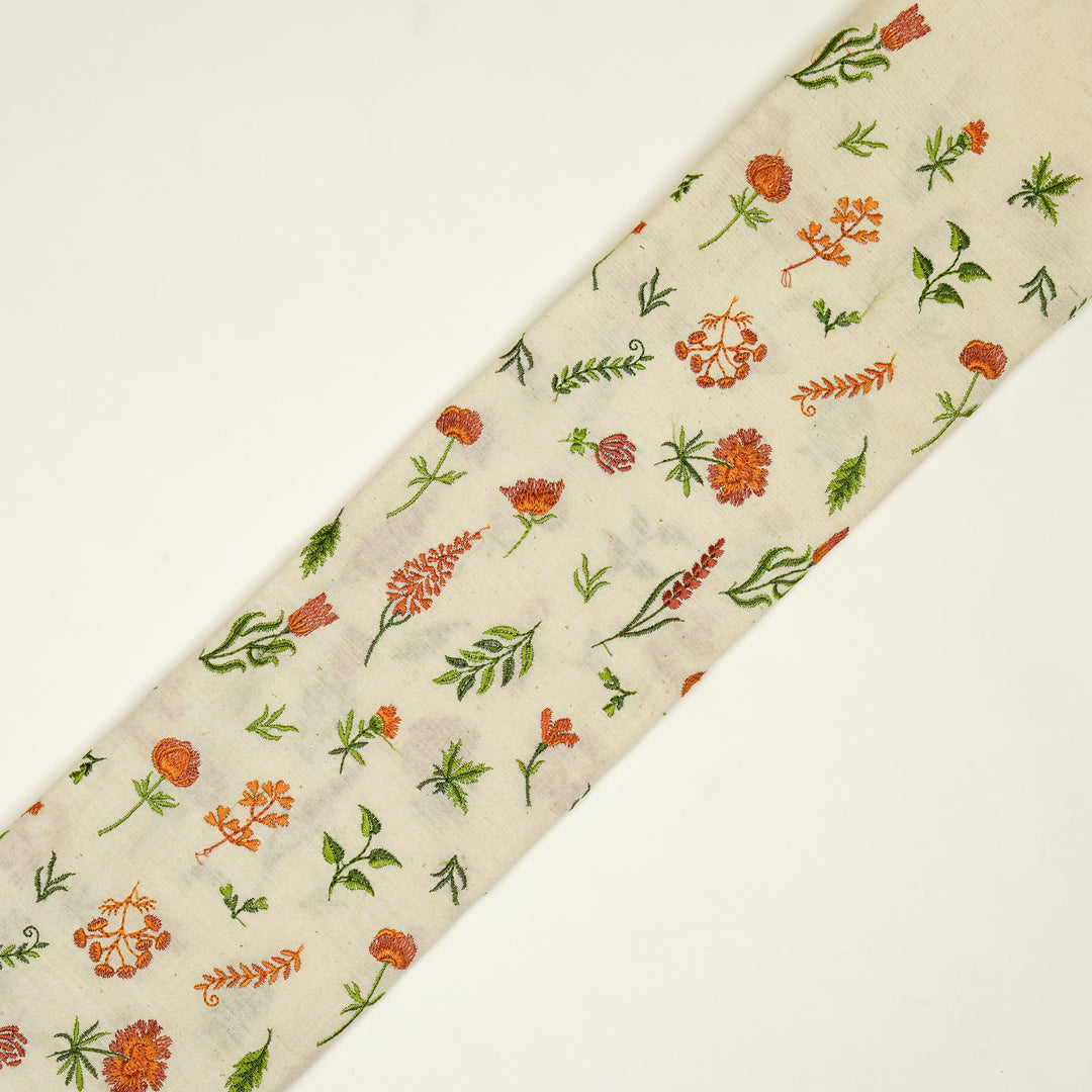 Grishma Buta Buti Mixture on Cream Cotton Linen Embroidered Fabric