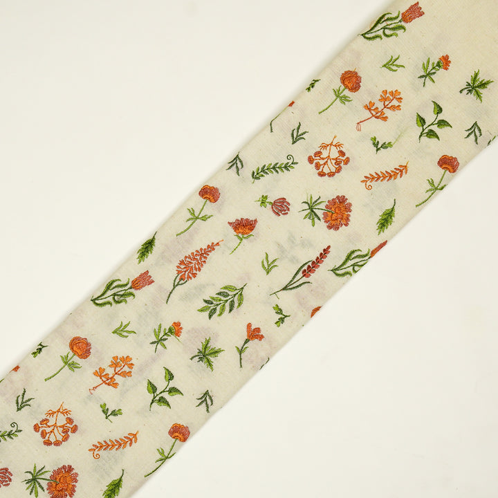 Grishma Buta Buti Mixture on Cream Cotton Linen Embroidered Fabric