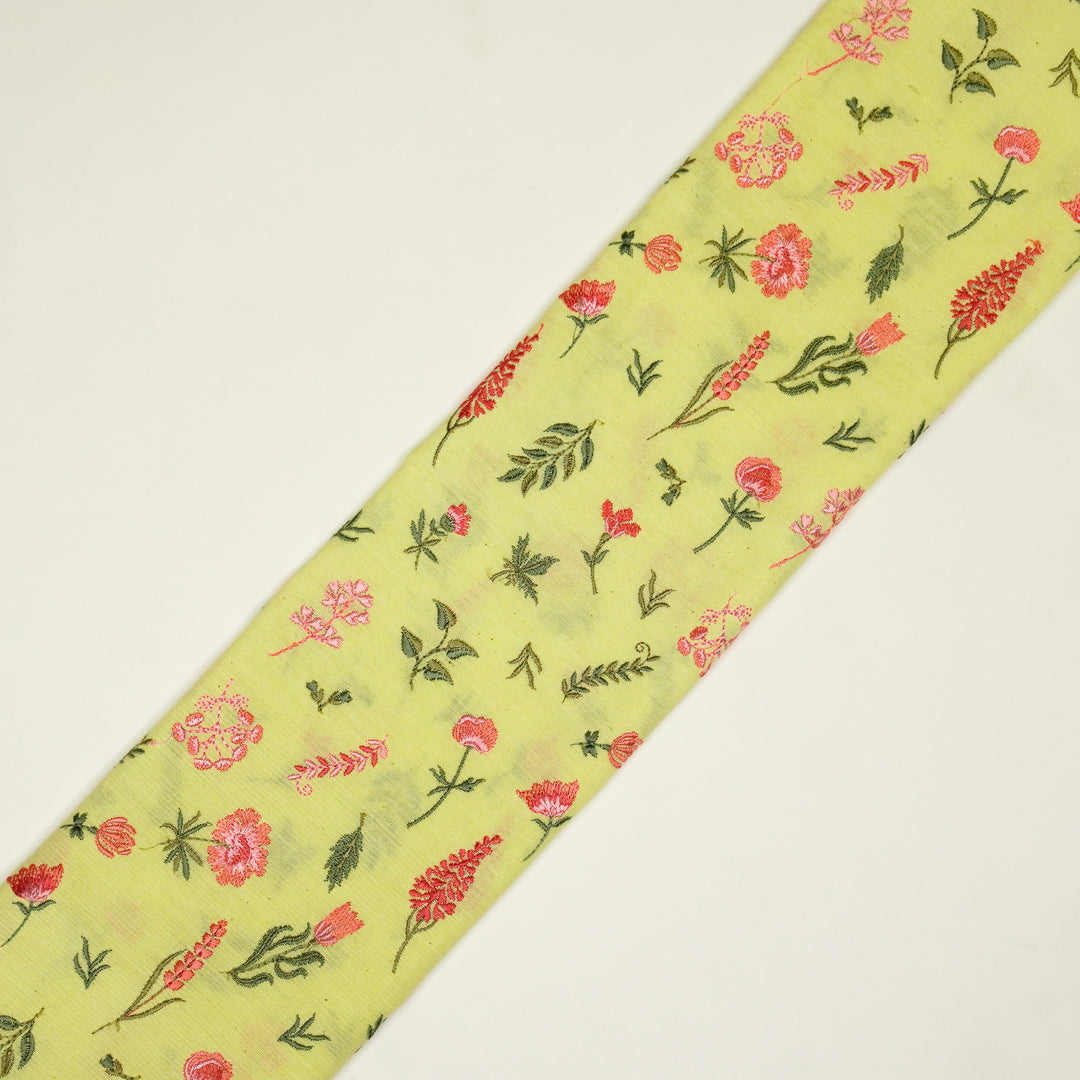 Grishma Buta Buti Mixture on Yellow Cotton Linen Embroidered Fabric