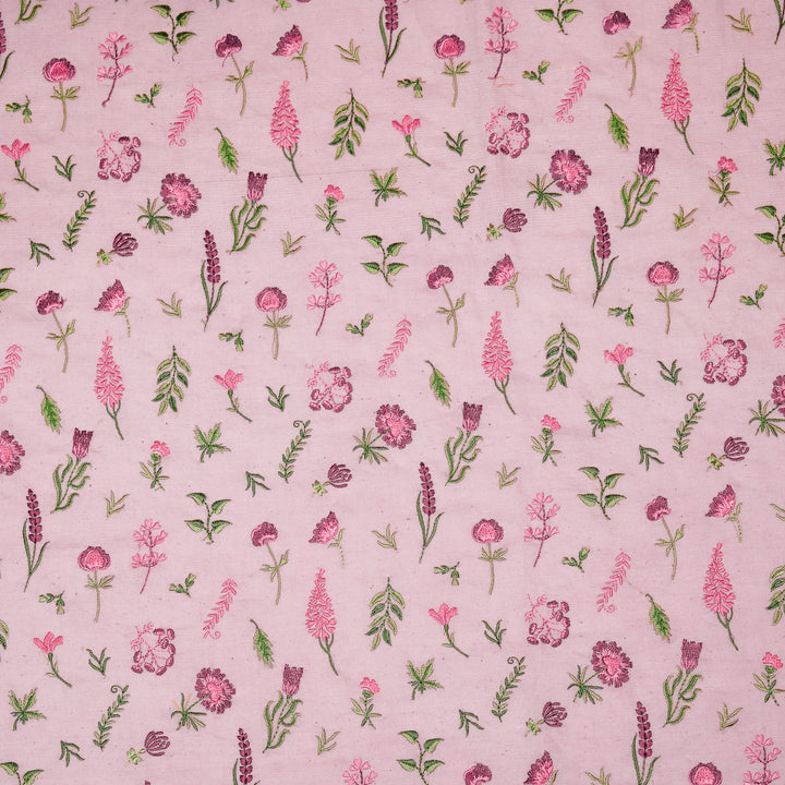 Grishma Buta Buti Mixture on Light/ Mauve Cotton Linen Embroidered Fabric