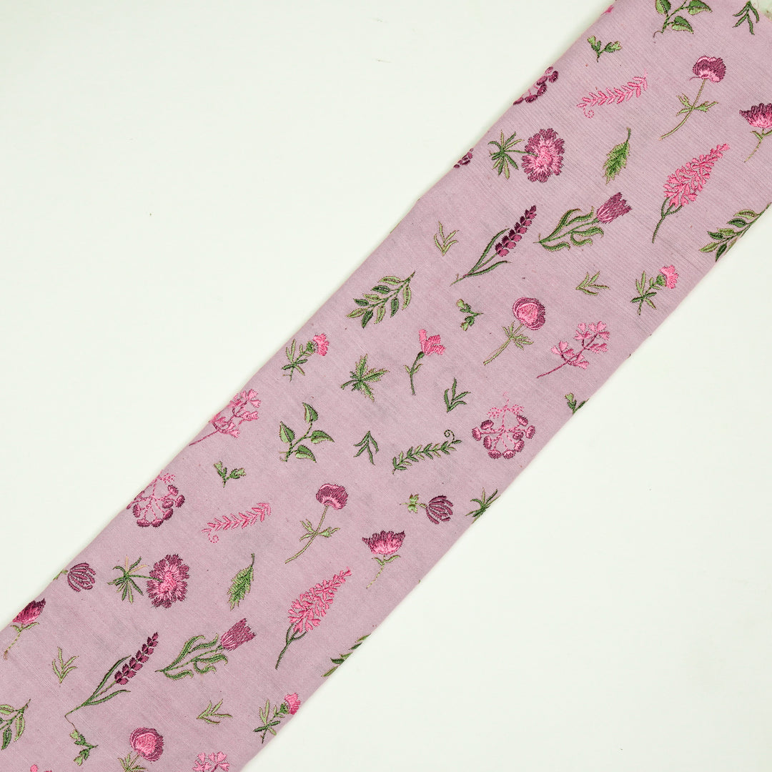 Grishma Buta Buti Mixture on Light/ Mauve Cotton Linen Embroidered Fabric