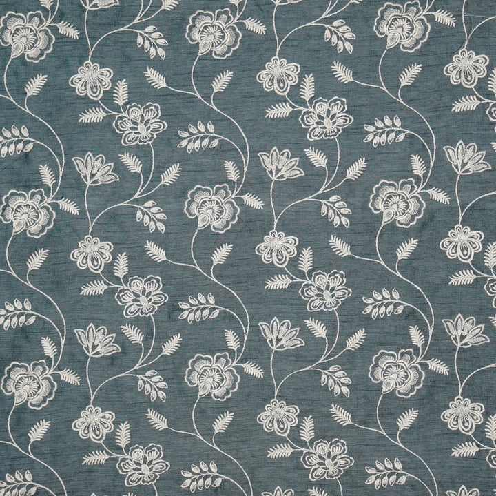 Prisha Jaal on Steel Grey Dola Silk Embroidered Fabric