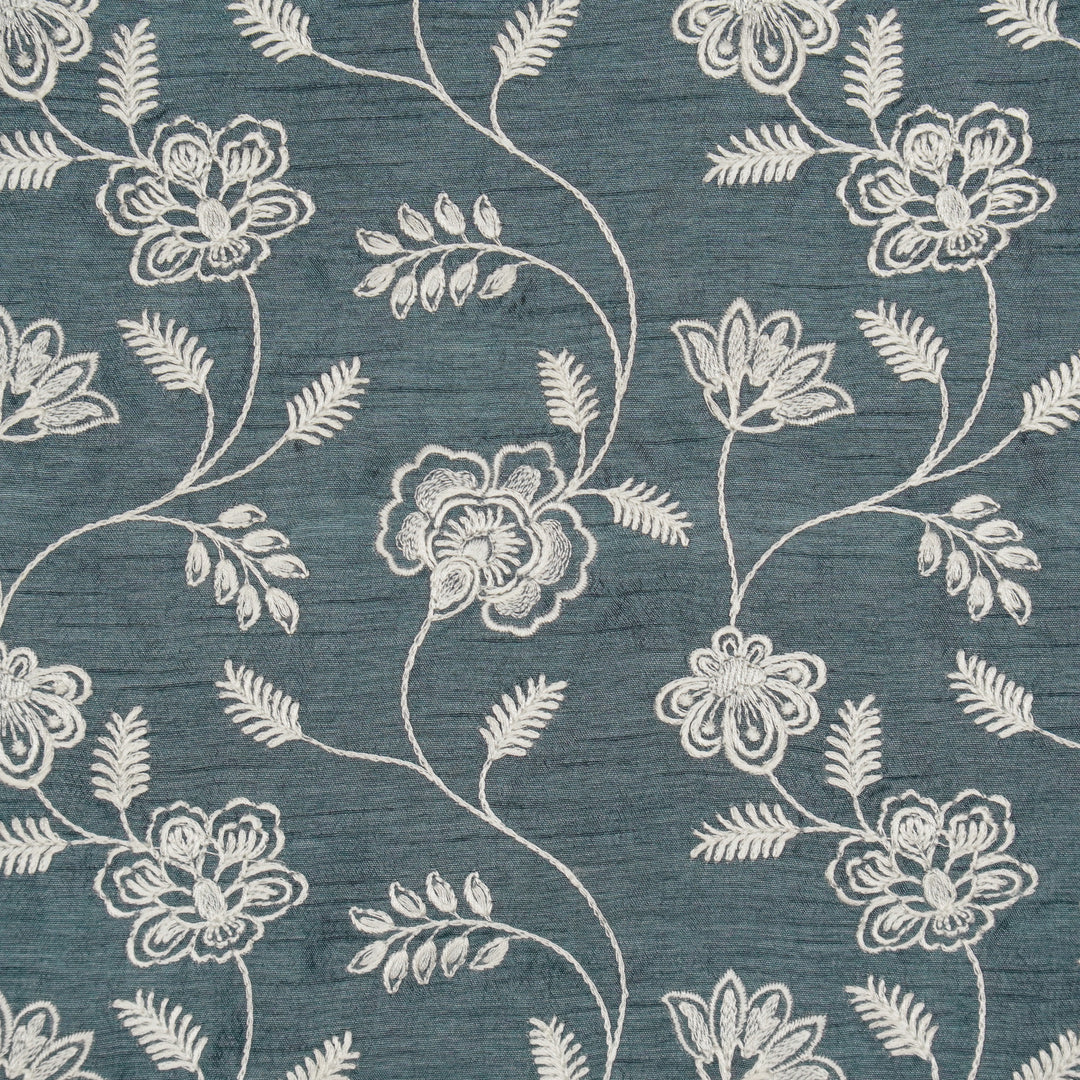 Prisha Jaal on Steel Grey Dola Silk Embroidered Fabric