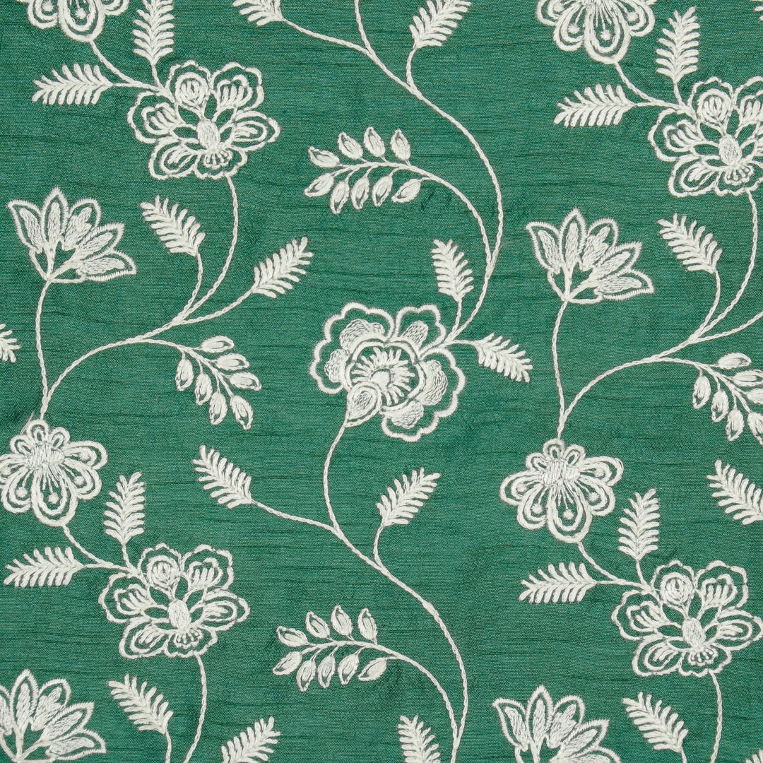 Prisha Jaal on Teal Dola Silk Embroidered Fabric