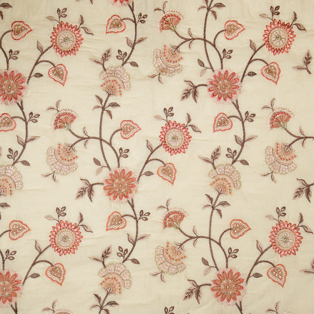 Wardah Jaal on Cream Malmal Embroidered Fabric