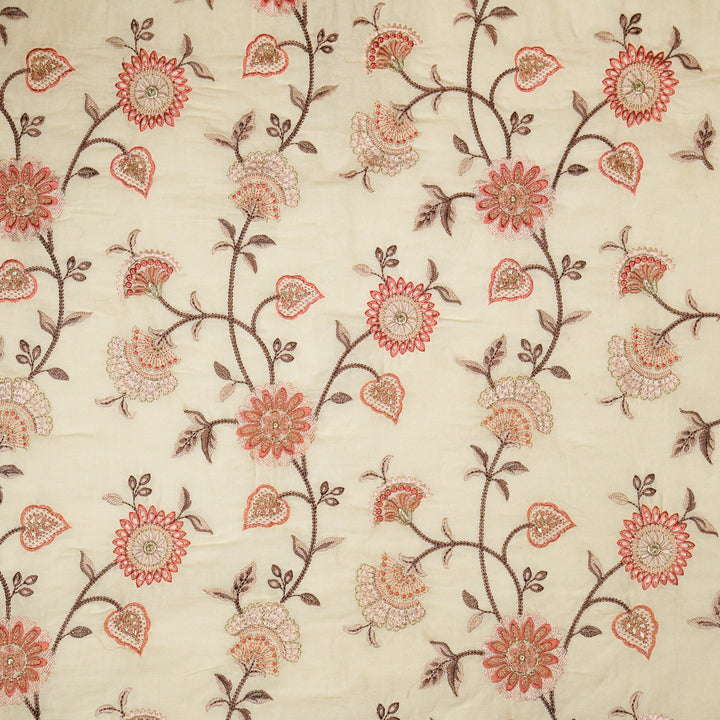 Wardah Jaal on Cream Malmal Embroidered Fabric