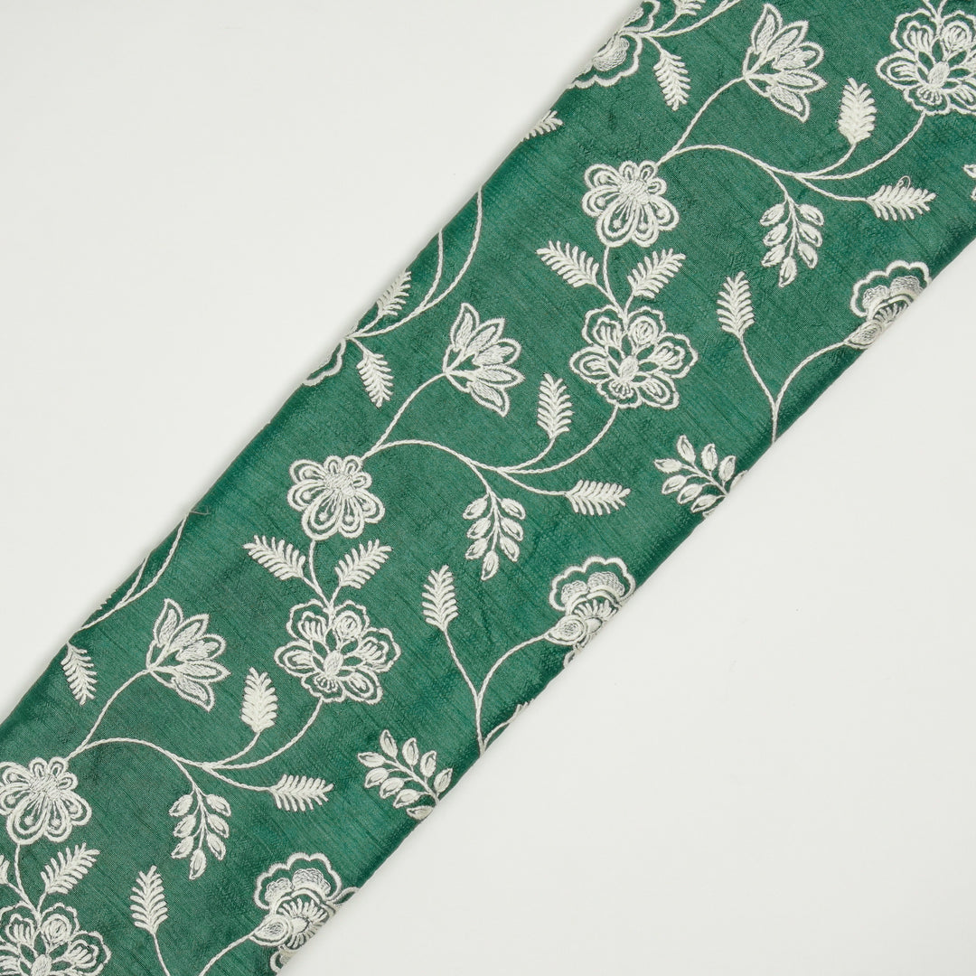 Prisha Jaal on Teal Dola Silk Embroidered Fabric