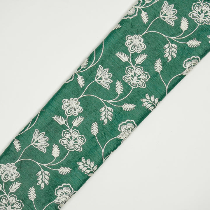 Prisha Jaal on Teal Dola Silk Embroidered Fabric