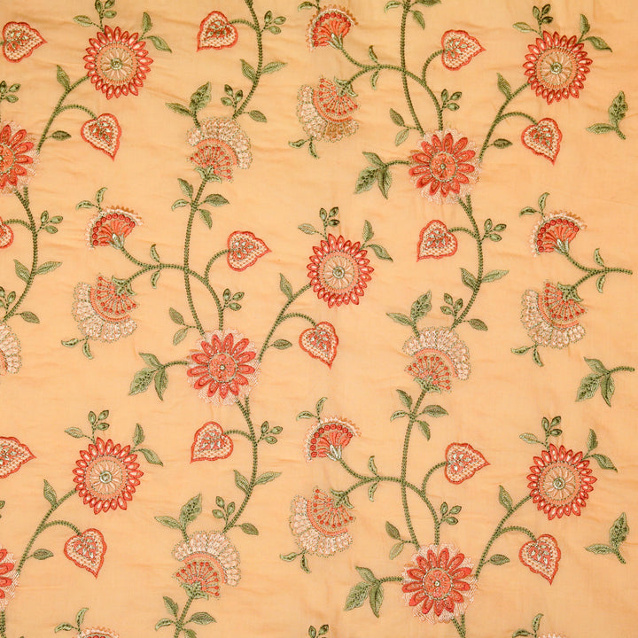 Wardah Jaal on Peach Malmal Embroidered Fabric