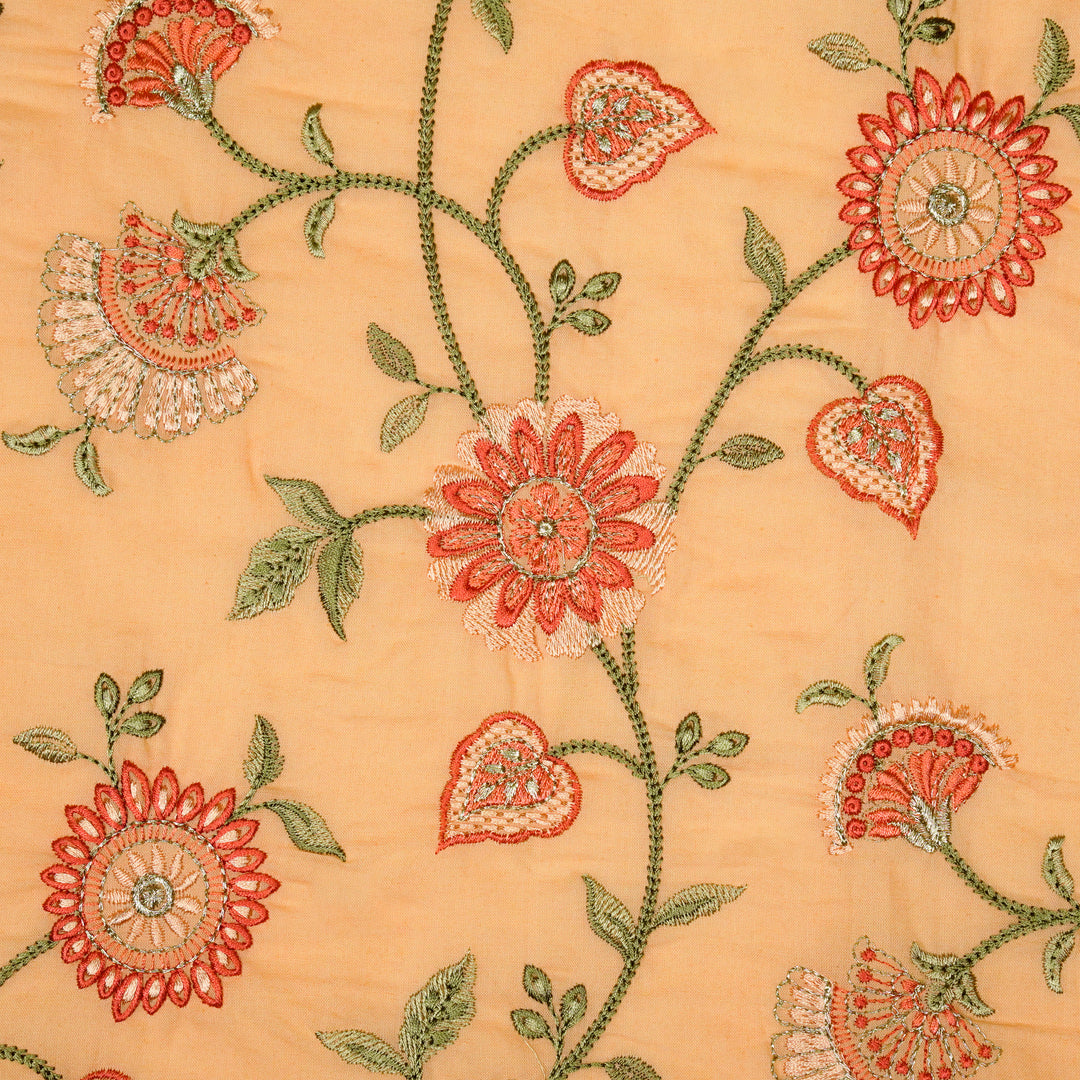 Wardah Jaal on Peach Malmal Embroidered Fabric