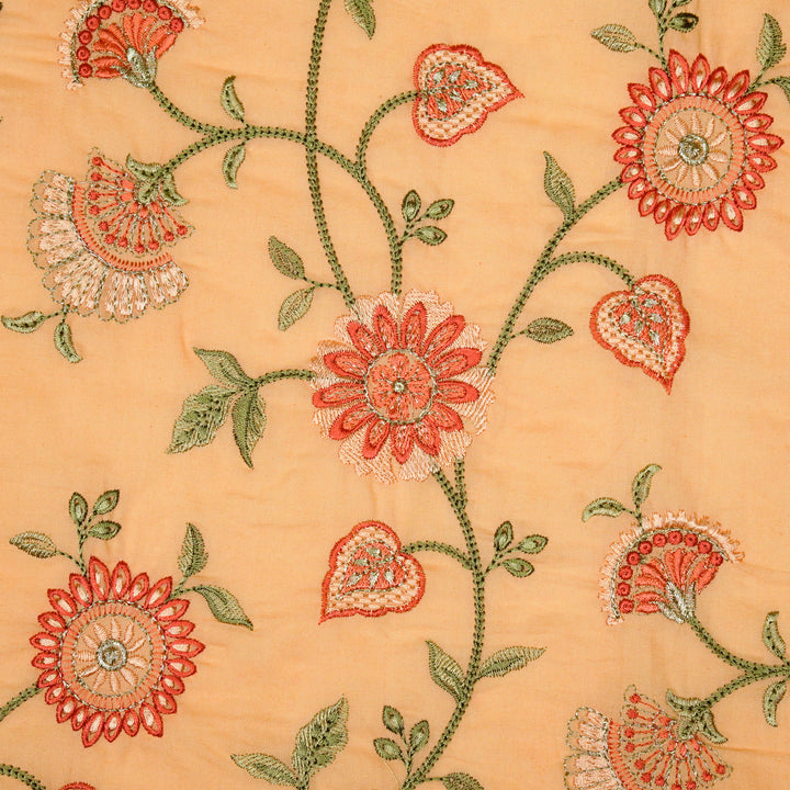 Wardah Jaal on Peach Malmal Embroidered Fabric