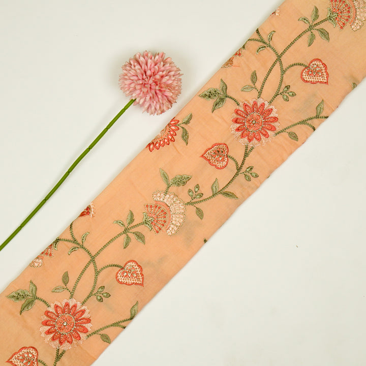 Wardah Jaal on Peach Malmal Embroidered Fabric