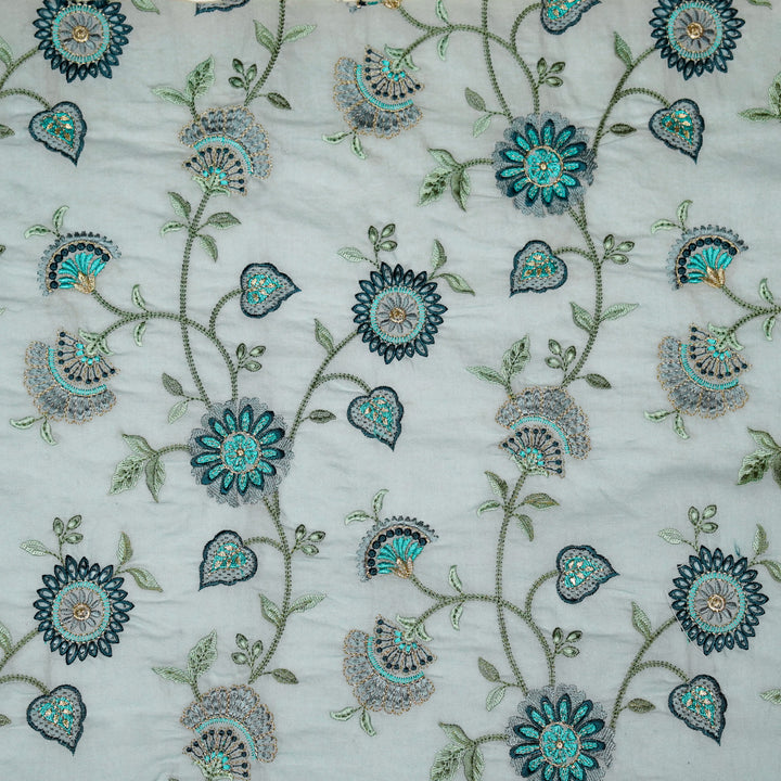Wardah Jaal on Grey Malmal Embroidered Fabric