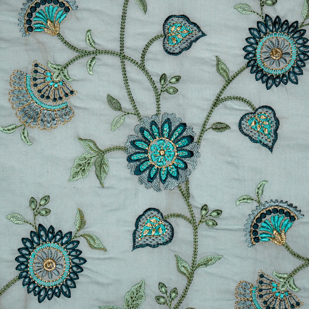Wardah Jaal on Grey Malmal Embroidered Fabric