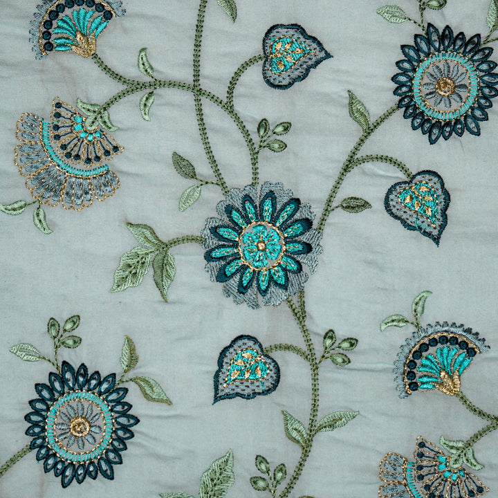 Wardah Jaal on Grey Malmal Embroidered Fabric