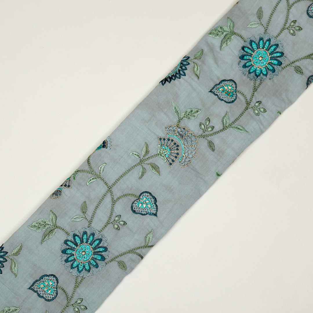 Wardah Jaal on Grey Malmal Embroidered Fabric