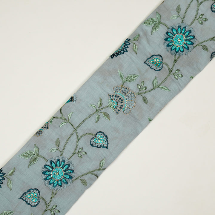 Wardah Jaal on Grey Malmal Embroidered Fabric