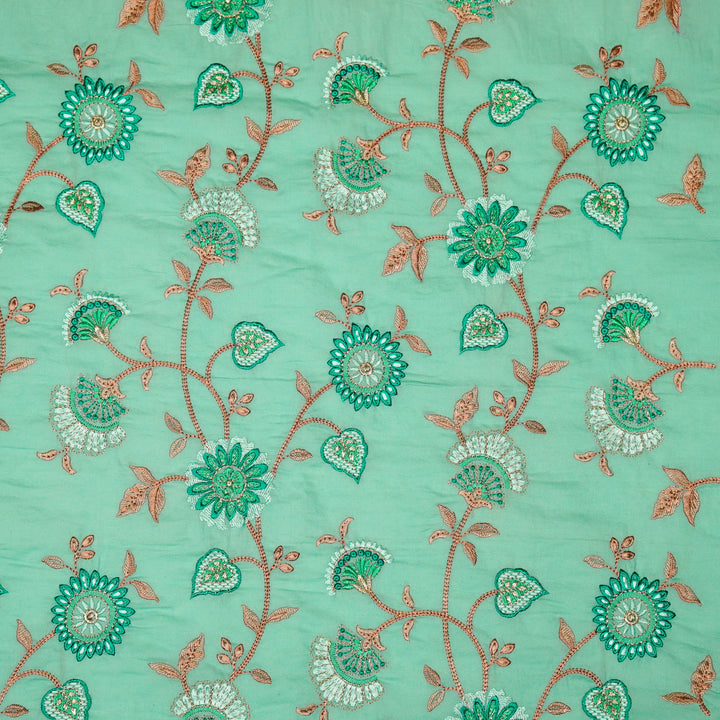 Wardah Jaal on Forest/Green  Malmal Embroidered Fabric