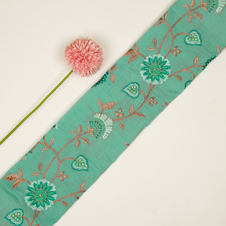 Wardah Jaal on Forest/Green  Malmal Embroidered Fabric