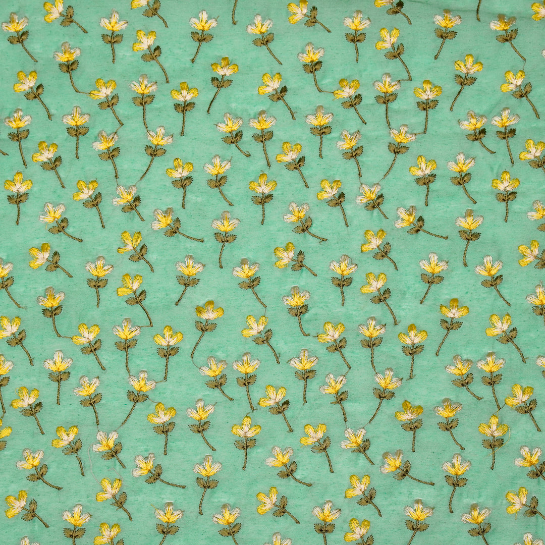 Varsha Buti on Persian/Green Cotton Linen Embroidered Fabric