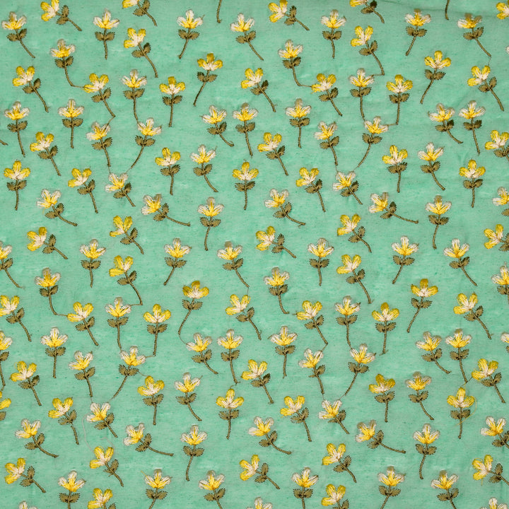 Varsha Buti on Persian/Green Cotton Linen Embroidered Fabric