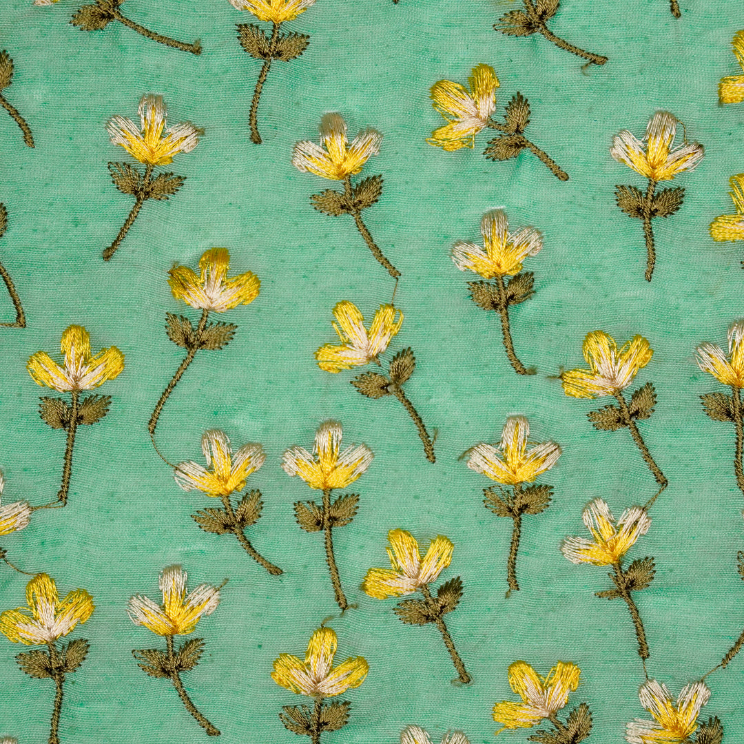 Varsha Buti on Persian/Green Cotton Linen Embroidered Fabric