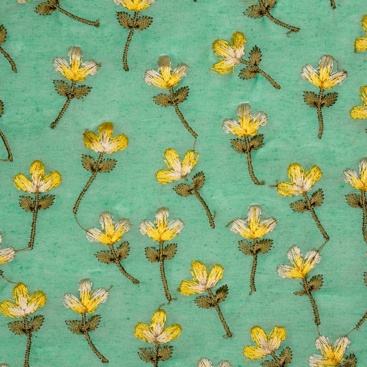 Varsha Buti on Persian/Green Cotton Linen Embroidered Fabric