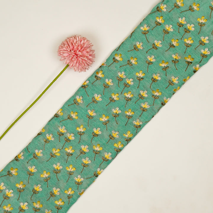 Varsha Buti on Persian/Green Cotton Linen Embroidered Fabric