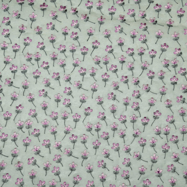 Varsha Buti on Steel /Grey Cotton Linen Embroidered Fabric