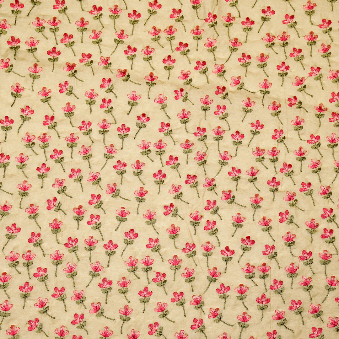 Varsha Buti on Beige Cotton Linen Embroidered Fabric