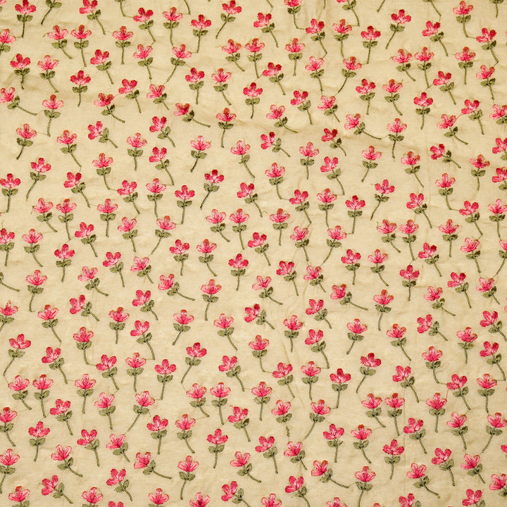 Varsha Buti on Beige Cotton Linen Embroidered Fabric