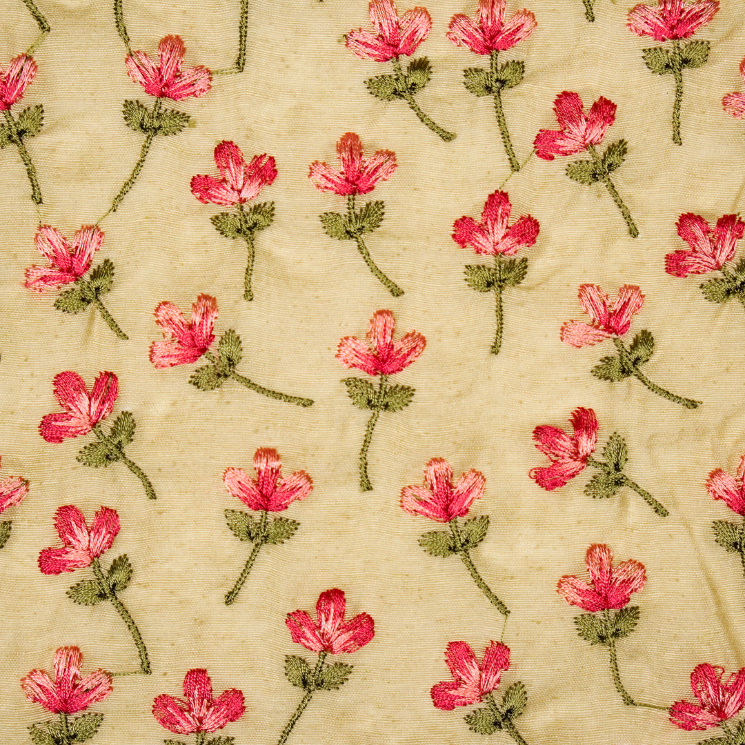 Varsha Buti on Beige Cotton Linen Embroidered Fabric