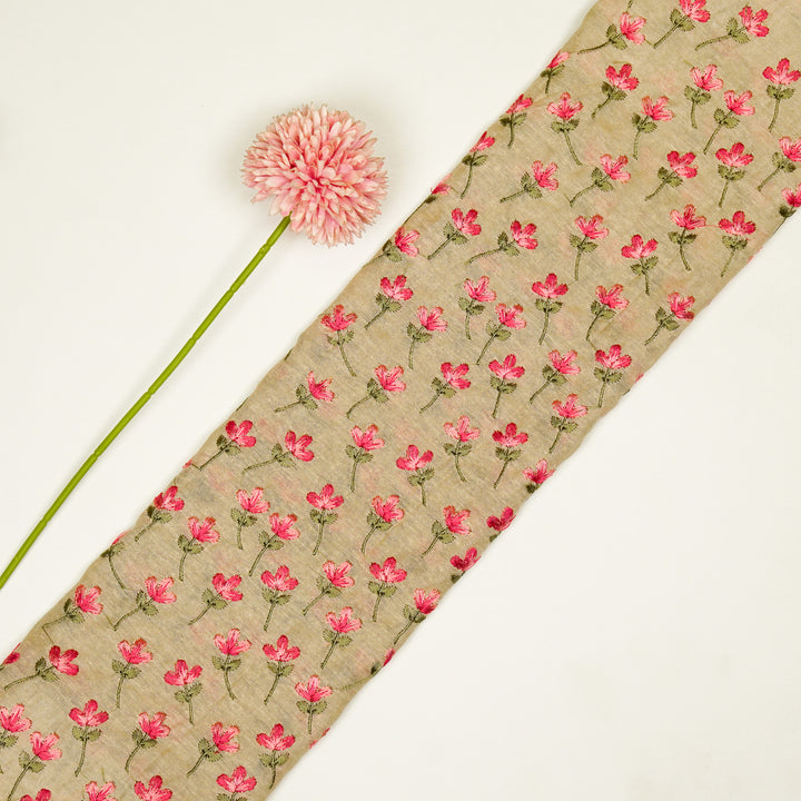 Varsha Buti on Beige Cotton Linen Embroidered Fabric